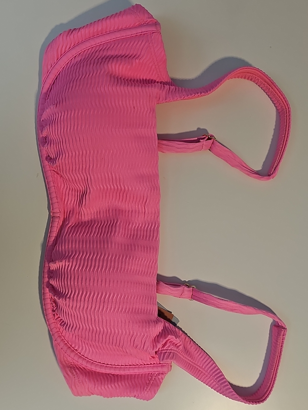 Shade & Shore Women's 38DD Jacquard Square Neck Underwire Hot Pink Bikini Top